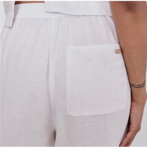 LUNYA Woven Linen Tapered Pant in Sincere White Size Large - Picture 3 of 10